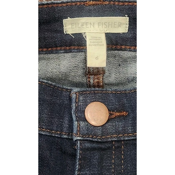 EILEEN FISHER Womens Organic Cotton Denim Ankle Slim Raw Hem Mid Rise Jeans Sz 6 - Picture 4 of 8